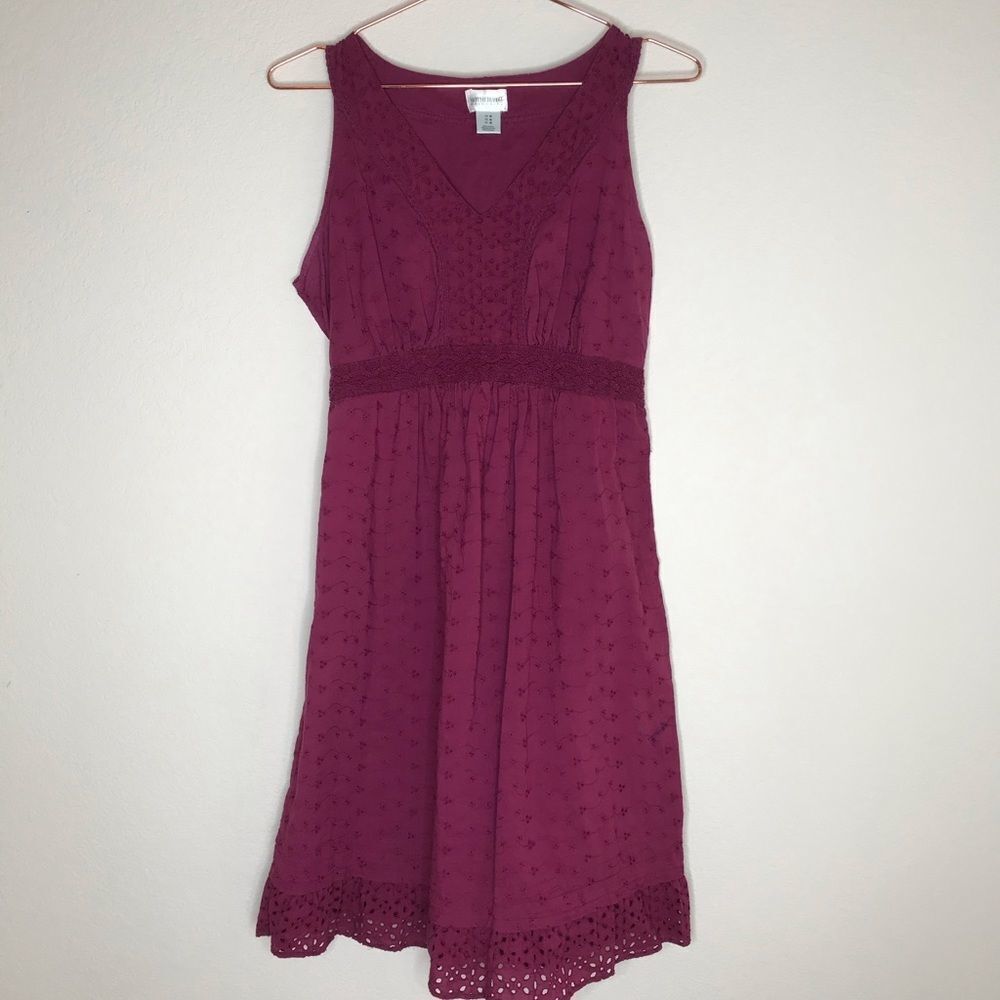 Motherhood maternity purple eyelet tie dress‎